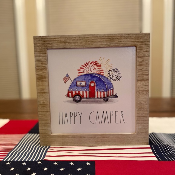Rae Dunn Happy Camper Patriotic Sign & Patriotic Boom Y’all Kitchen Towels Set - Picture 3 of 15